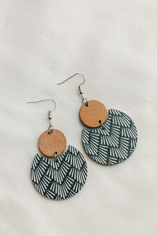 Wooden Patterned Earrings