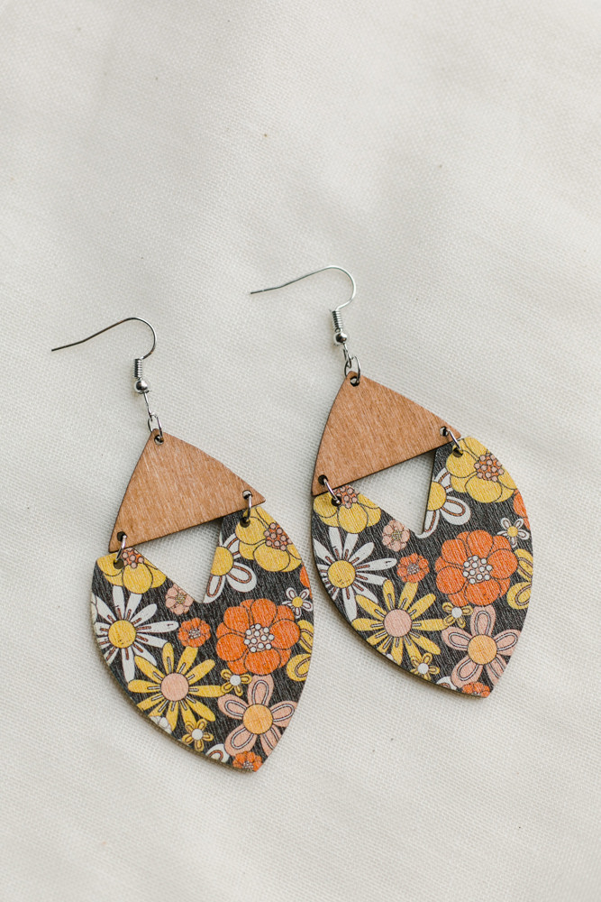 Wooden Patterned Earrings