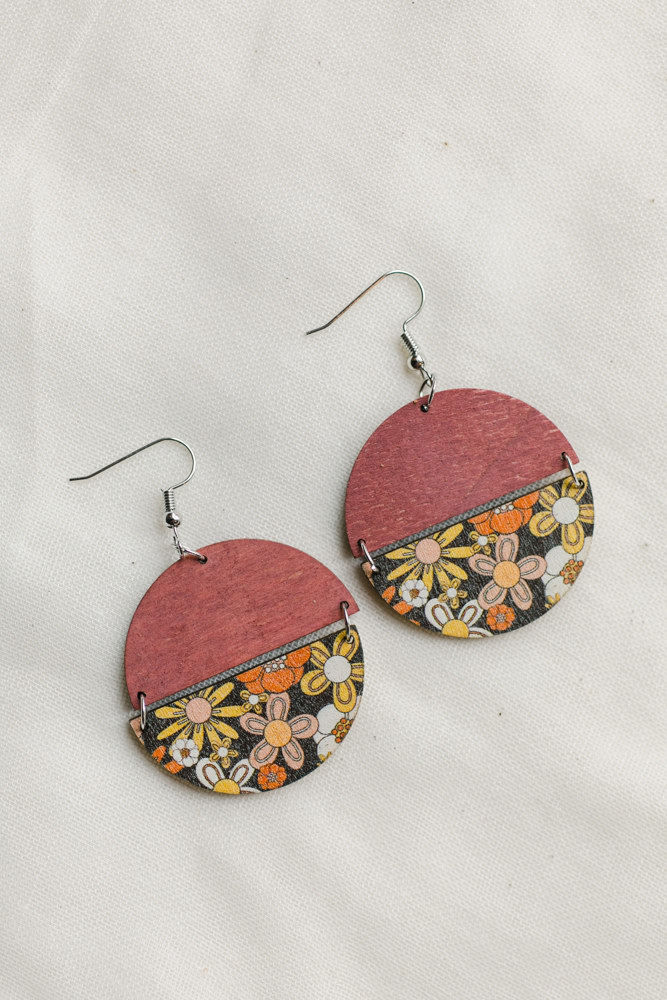 Wooden Patterned Earrings