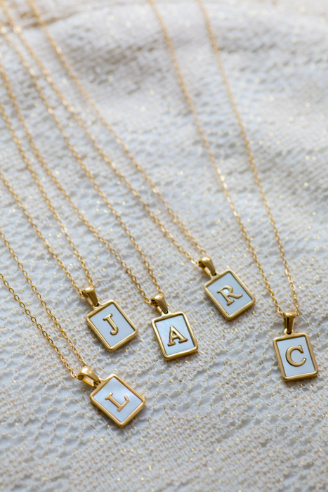Mother of Pearl Initial Letter Necklace