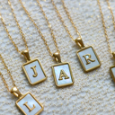  Gold Mother of Pearl Initial Letter Necklace