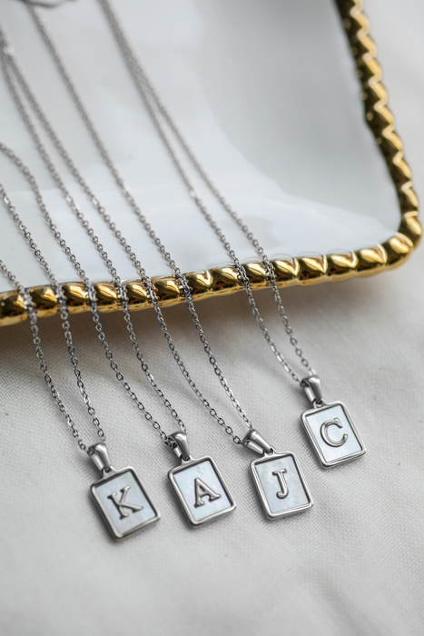 Mother of Pearl Initial Letter Necklace