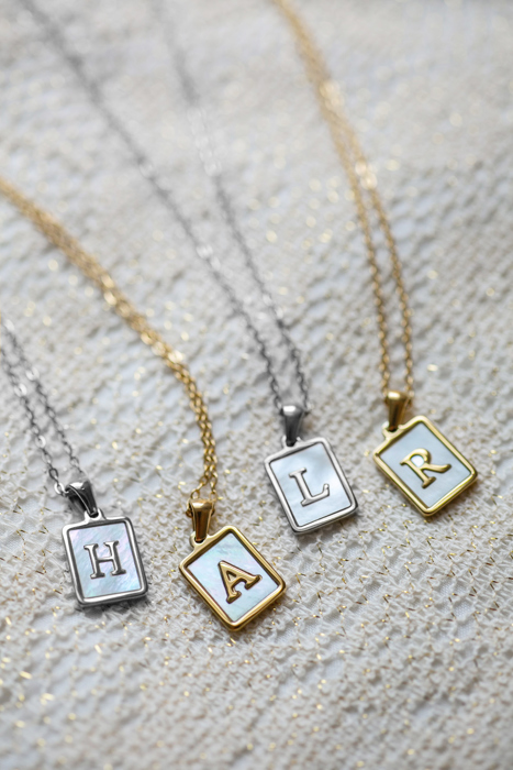 Mother of Pearl Initial Letter Necklace