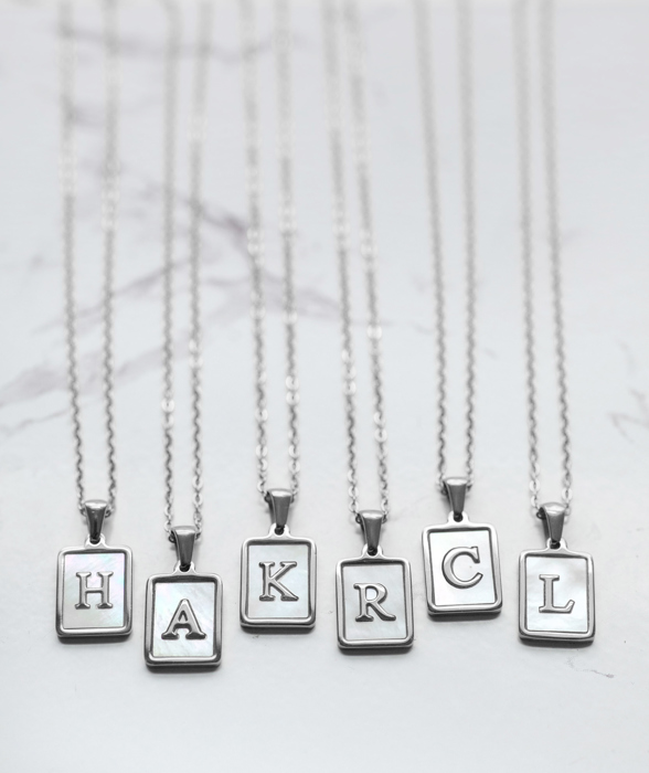 Mother of Pearl Initial Letter Necklace