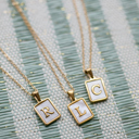  Gold Mother of Pearl Initial Letter Necklace