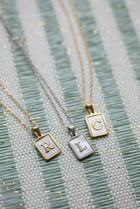 Mother of Pearl Initial Letter Necklace