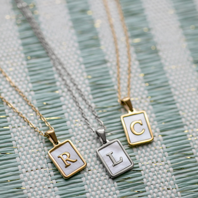 Mother of Pearl Initial Letter Necklace