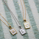  Mother of Pearl Initial Letter Necklace
