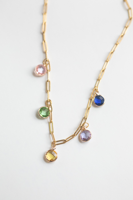 Paperclip Chain Birthstone Necklace