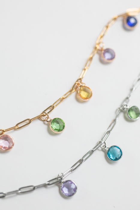 Paperclip Chain Birthstone Necklace