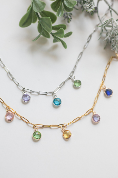 Paperclip Chain Birthstone Necklace