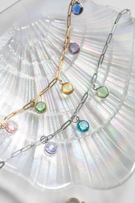 Paperclip Chain Birthstone Necklace