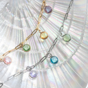  Paperclip Chain Birthstone Necklace
