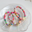  Personalized Rainbow Heishi Initial Bracelet