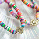  Personalized Rainbow Heishi Initial Bracelet