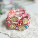  Personalized Rainbow Heishi Initial Bracelet