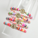  Personalized Rainbow Heishi Initial Bracelet