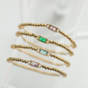  Gold Beaded Baguette Birthstone Bracelet