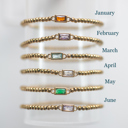 January Gold Beaded Baguette Birthstone Bracelet