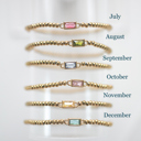 July Gold Beaded Baguette Birthstone Bracelet