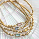  Gold Beaded Baguette Birthstone Bracelet