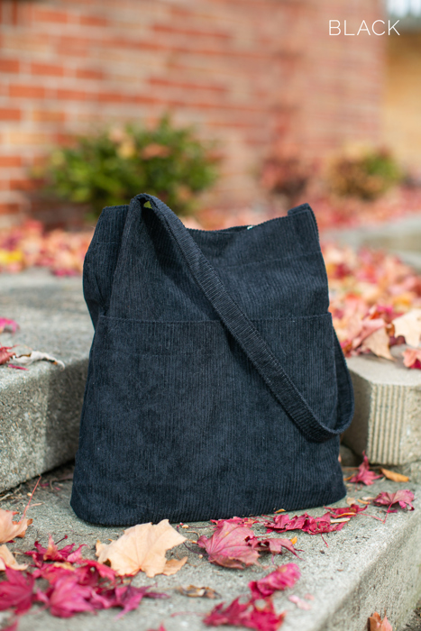 Double Pocket Corduroy Tote Bag