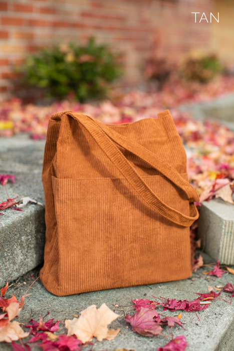 Double Pocket Corduroy Tote Bag