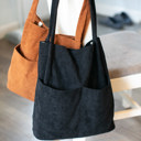  Double Pocket Corduroy Tote Bag