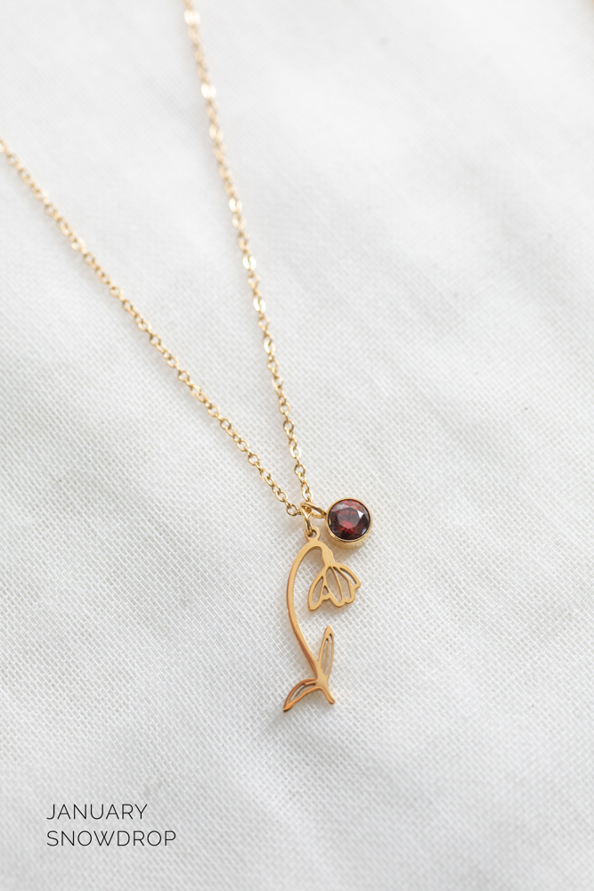 Dainty Birthstone & Birth Flower Necklaces