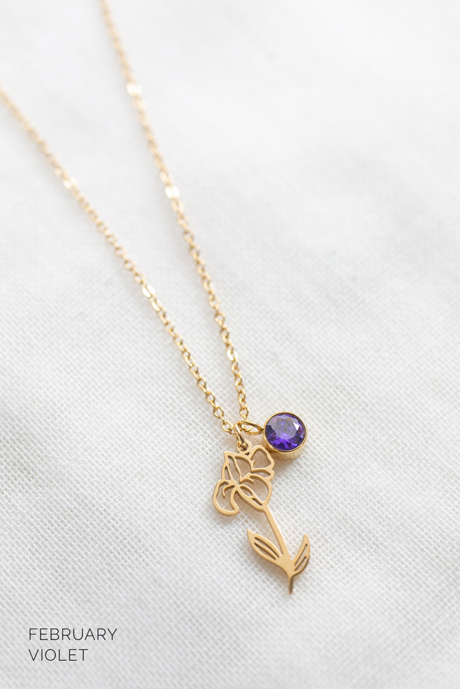 Dainty Birthstone & Birth Flower Necklaces