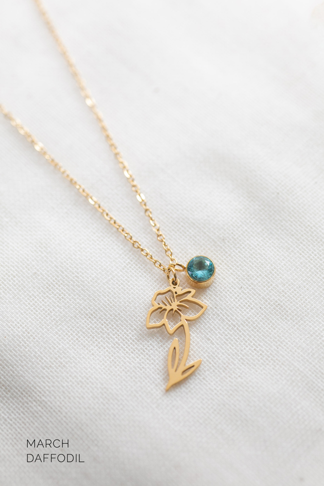 Dainty Birthstone & Birth Flower Necklaces