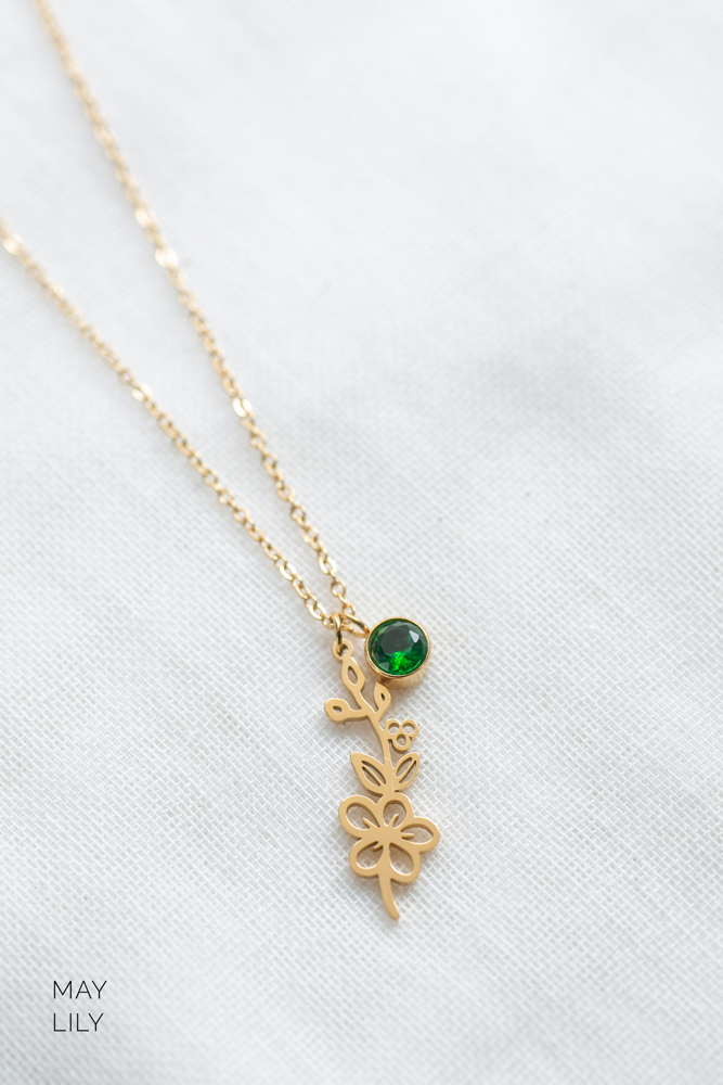 Dainty Birthstone & Birth Flower Necklaces