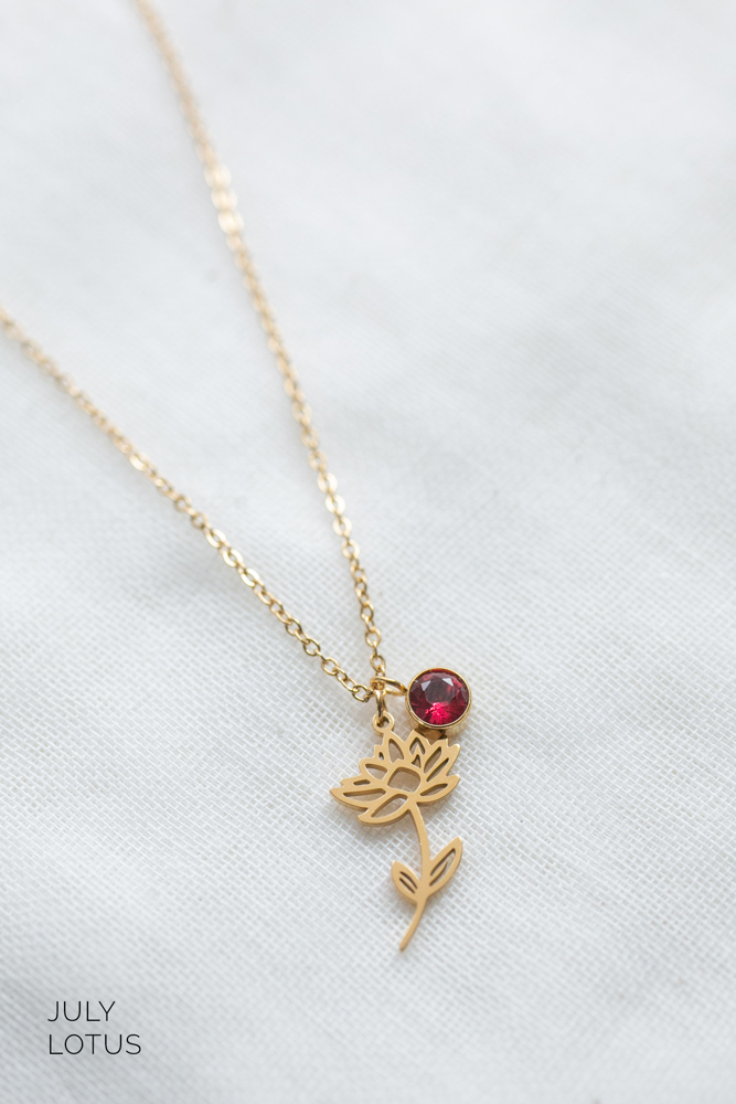 Dainty Birthstone & Birth Flower Necklaces