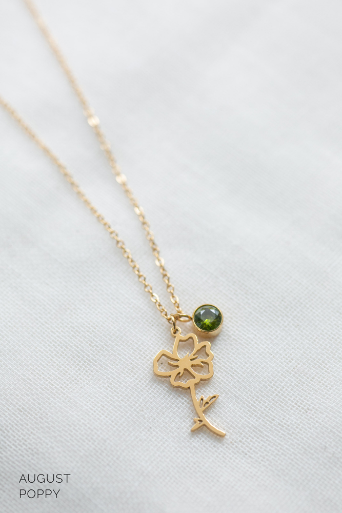 Dainty Birthstone & Birth Flower Necklaces