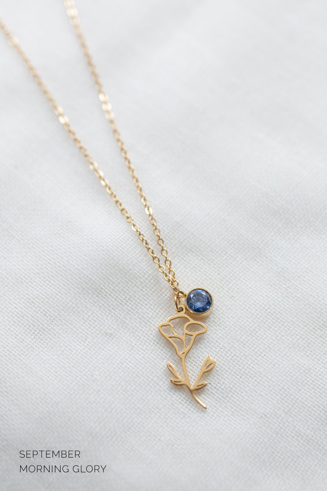 Dainty Birthstone & Birth Flower Necklaces