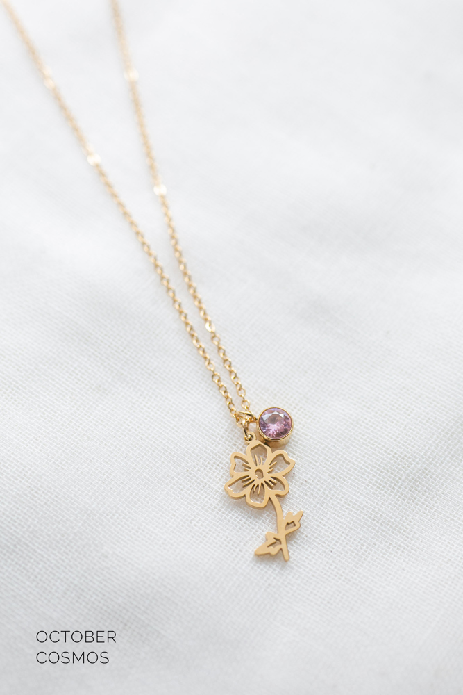 Dainty Birthstone & Birth Flower Necklaces