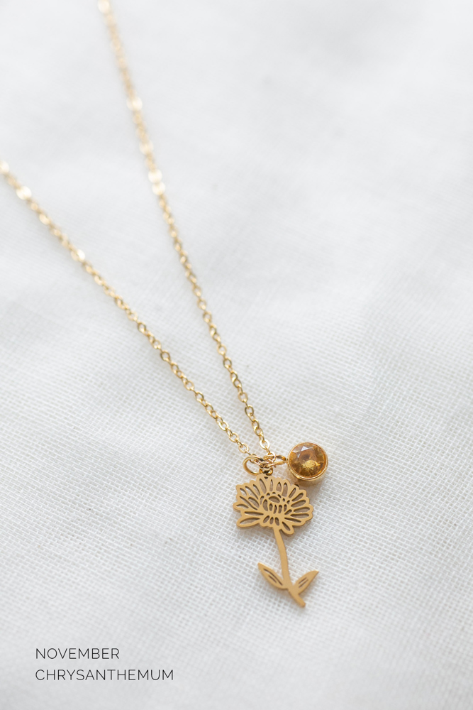 Dainty Birthstone & Birth Flower Necklaces