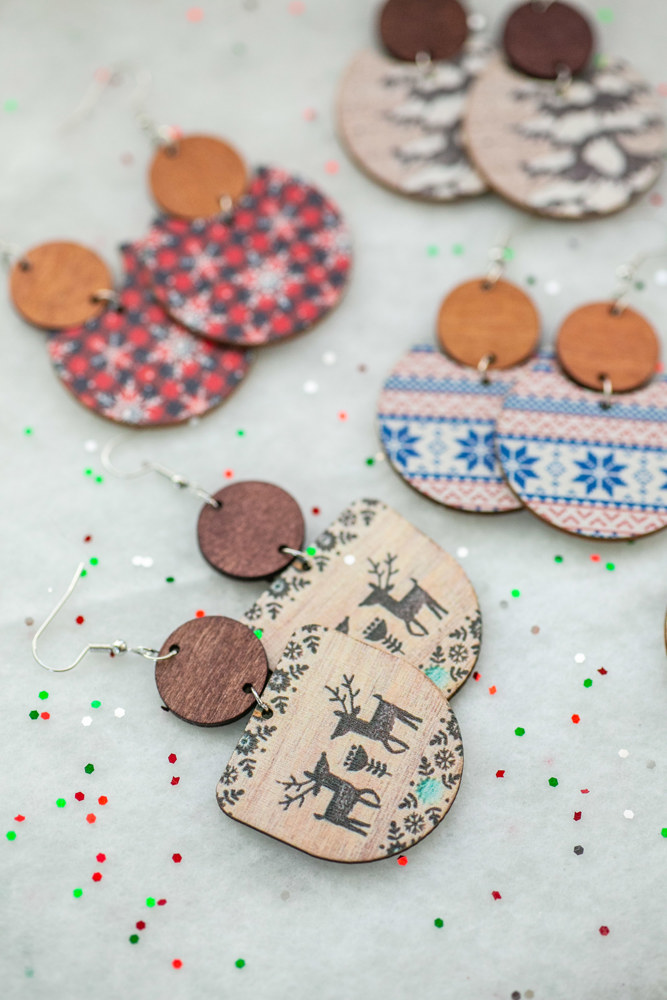 Wooden Winter Earrings