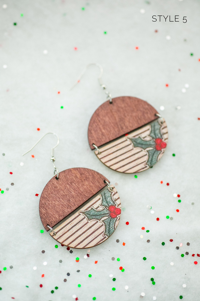 Wooden Winter Earrings