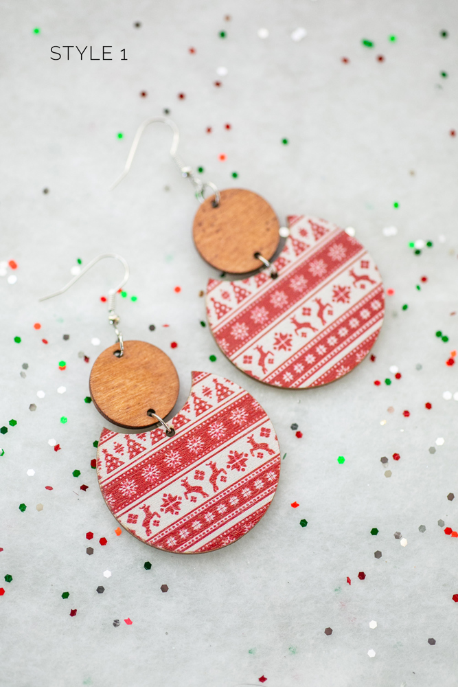 Wooden Winter Earrings