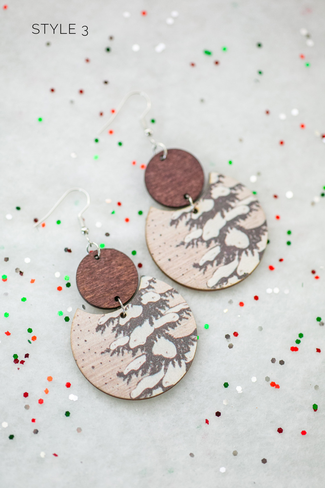 Wooden Winter Earrings