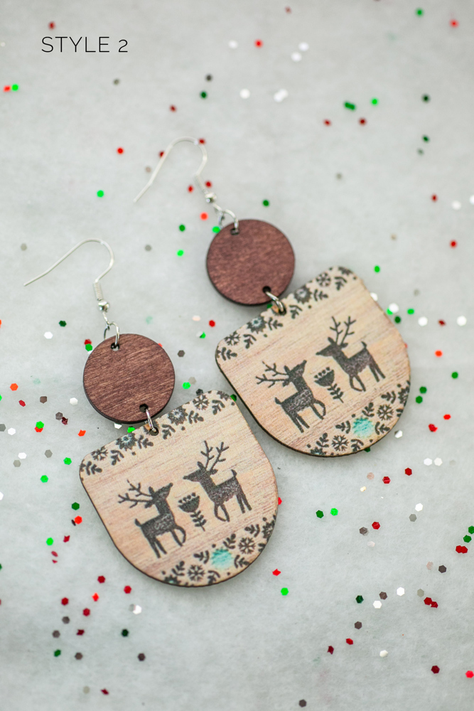 Wooden Winter Earrings