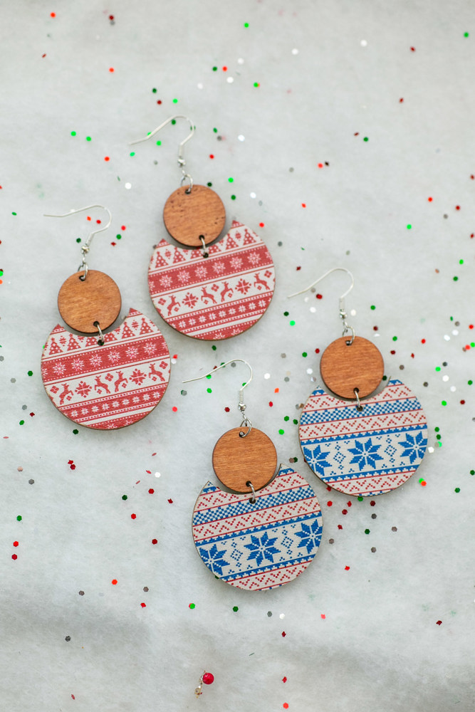 Wooden Winter Earrings