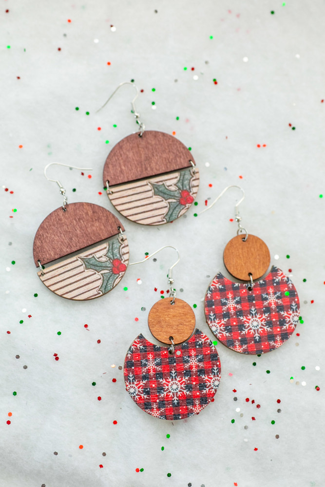 Wooden Winter Earrings