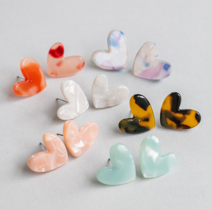 Acrylic Heart Earrings