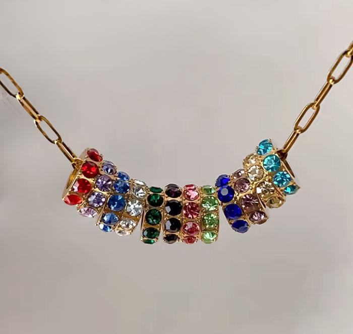 Paperclip Birthstone Charm Necklace