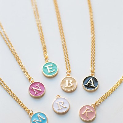 Colorful Initial Charm Necklace