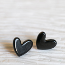 Black Acrylic Heart Earrings