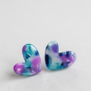 Purple & Teal Acrylic Heart Earrings