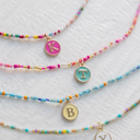  Initial Letter Beaded Choker Necklace